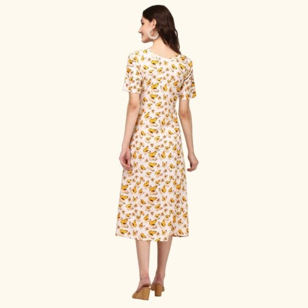 Women's Butterfly Print Half Sleeves American Crepe Maxi Dress with Elegant Design - Image 3