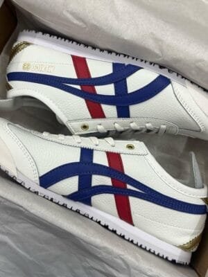Onitsuka Tiger Mexico 66 White Blue Metallic Gold Leather Sneaker