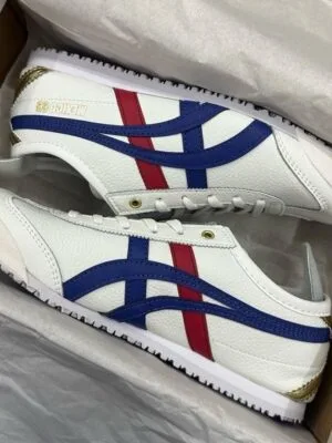 Onitsuka Tiger Mexico 66 White Blue Metallic Gold Leather Sneaker