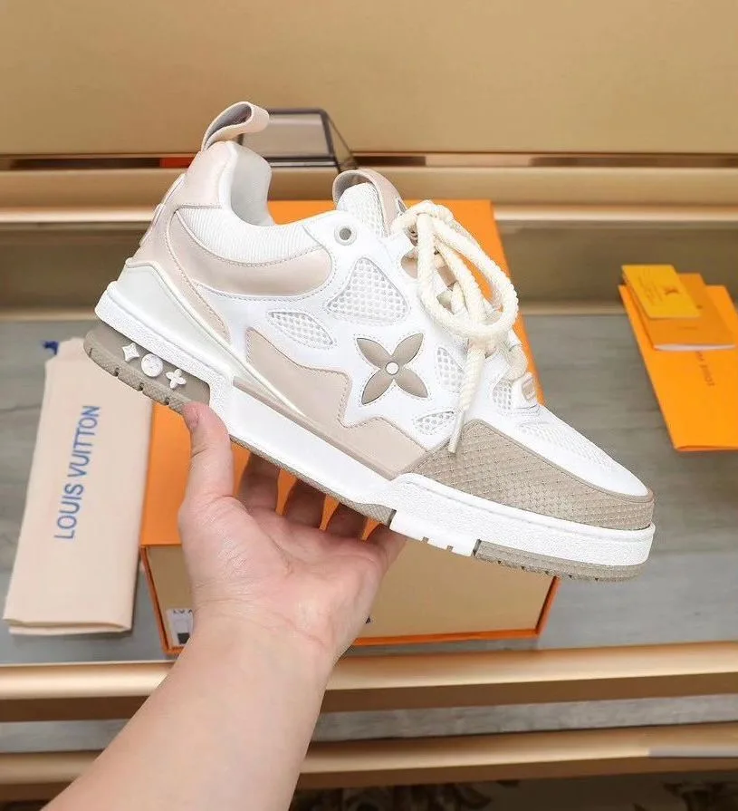 Men's Louis Vuitton Skate Sneaker Beige White - Image 5