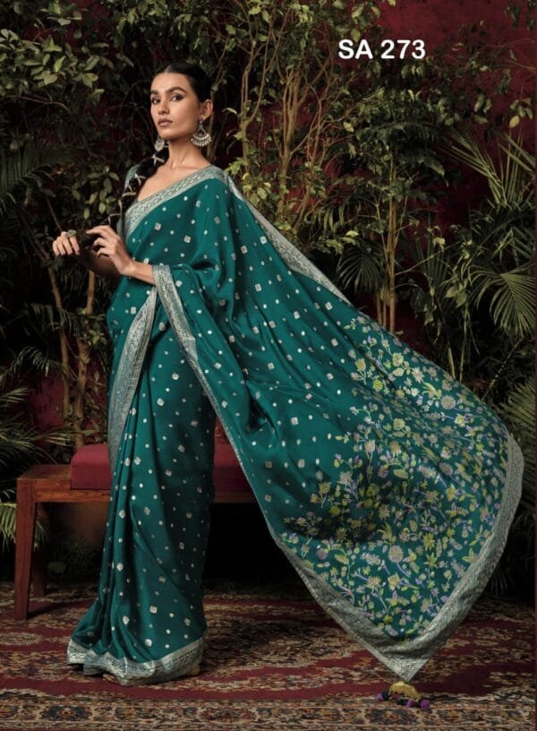 Pure Viscose Dola Silk Saree in 4 Colors - Image 10