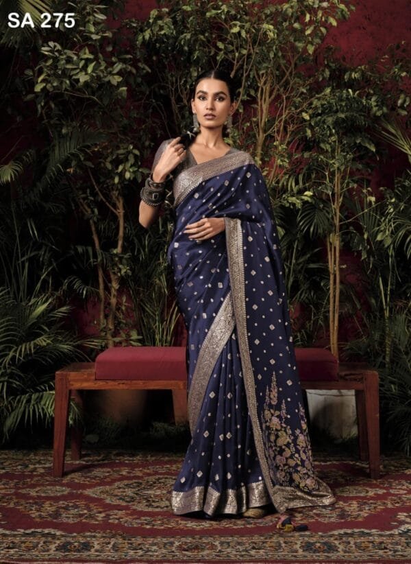 Pure Viscose Dola Silk Saree in 4 Colors - Image 7