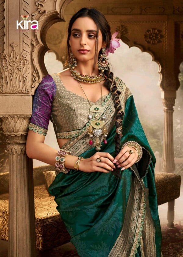 Elegant KIRA Kalaya Silk Saree in 3 Colors - Image 3