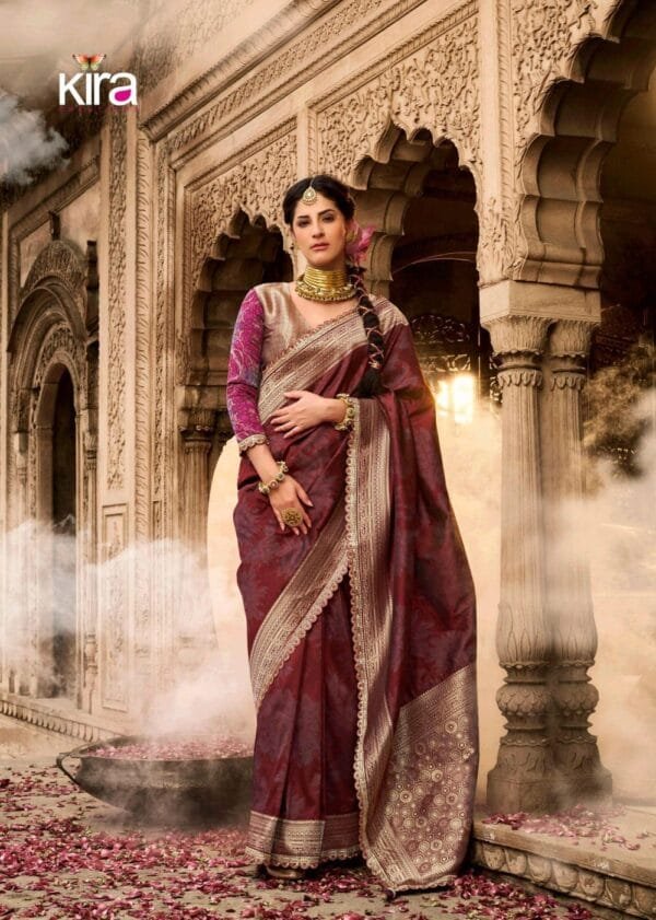 Elegant KIRA Kalaya Silk Saree in 3 Colors - Image 5