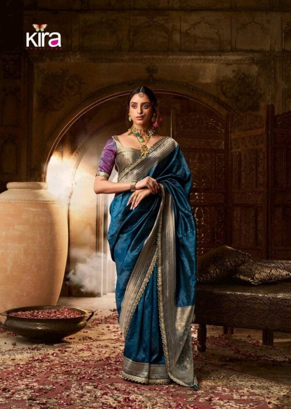 Elegant KIRA Kalaya Silk Saree in 3 Colors - Image 7