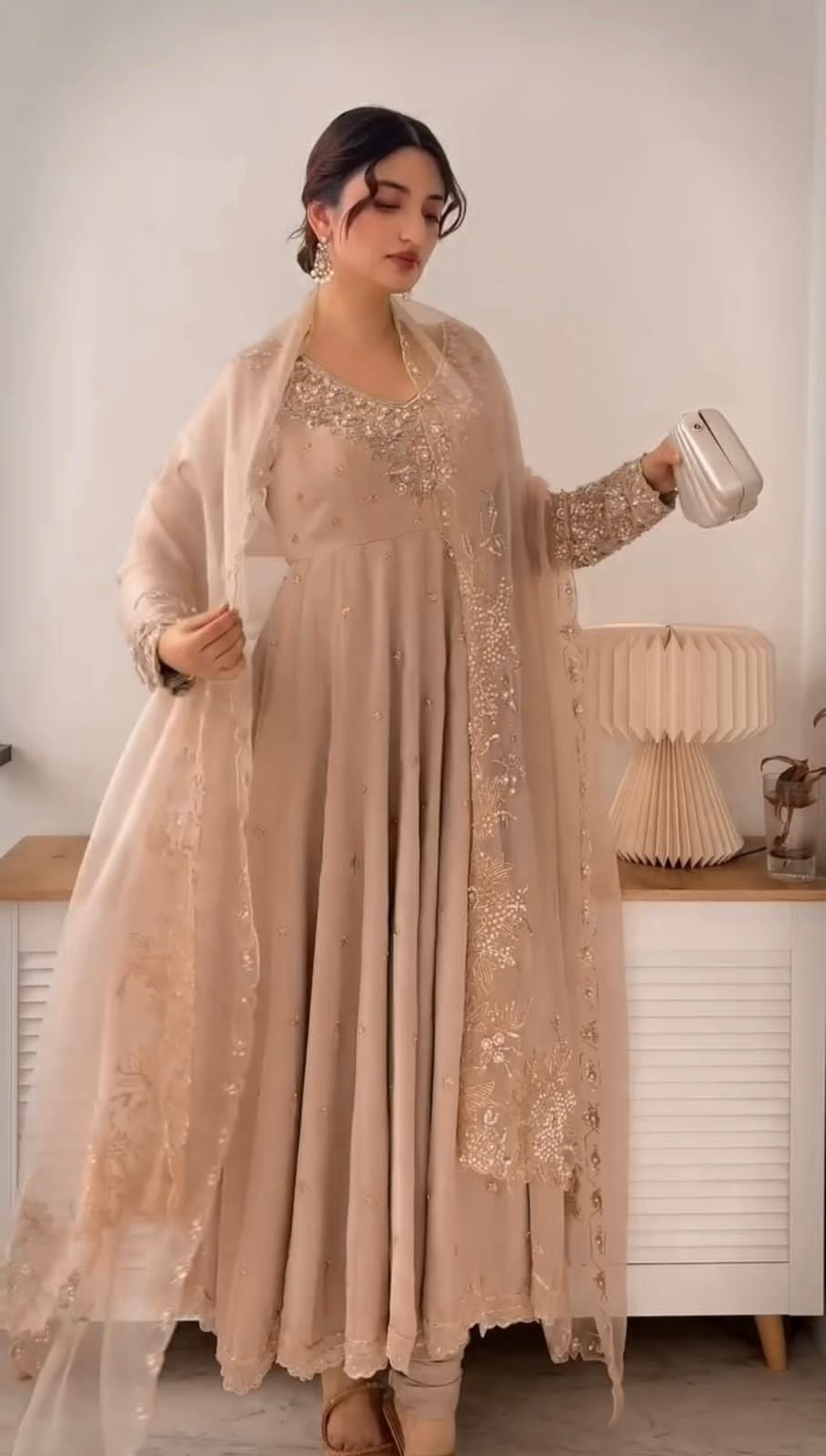 Embroidered Rainbow Sequence Anarkali | Designer Set - Image 2