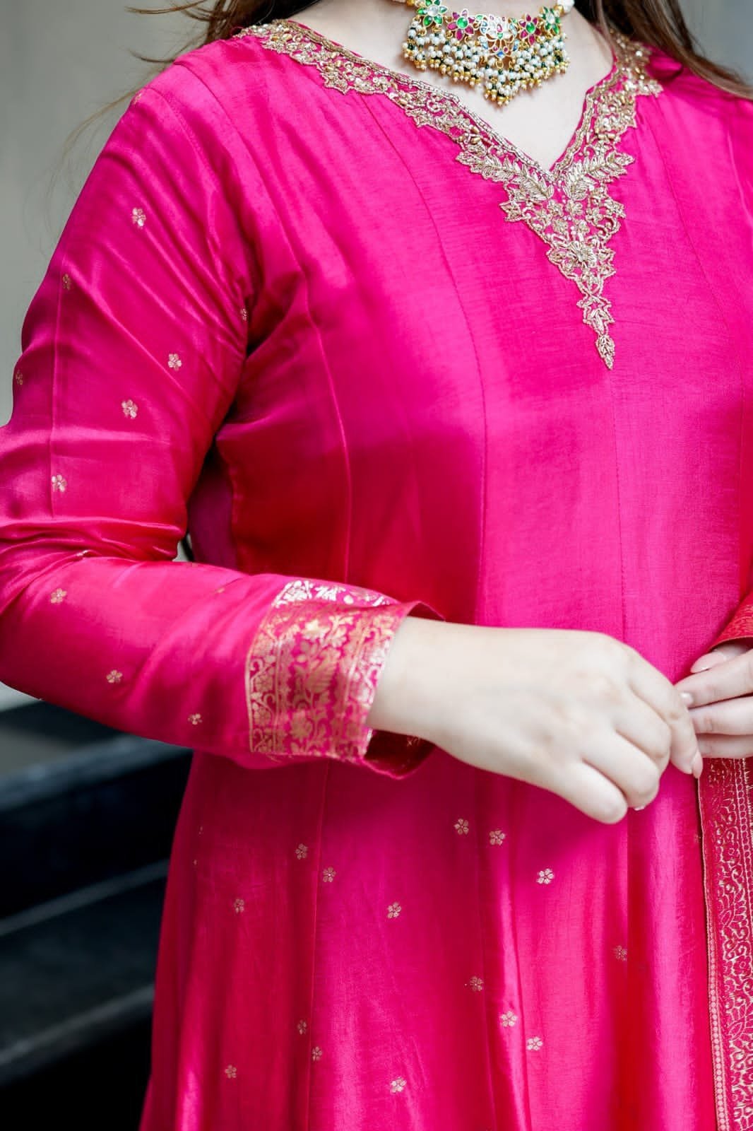 Chanderi Anarkali Suit | Designer Party Wear - Image 4