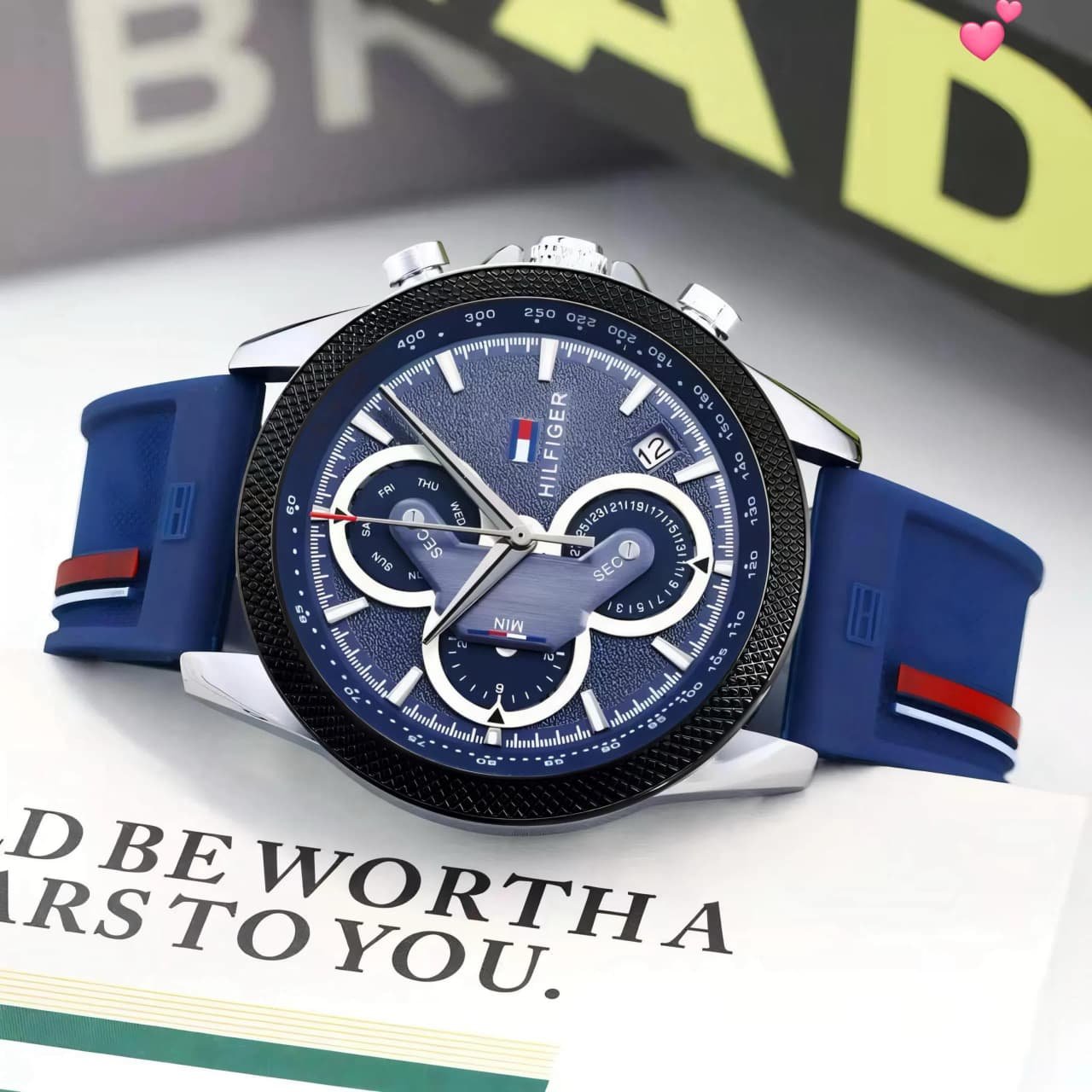 Blue Stainless Steel Silicone Strap Analog Watch