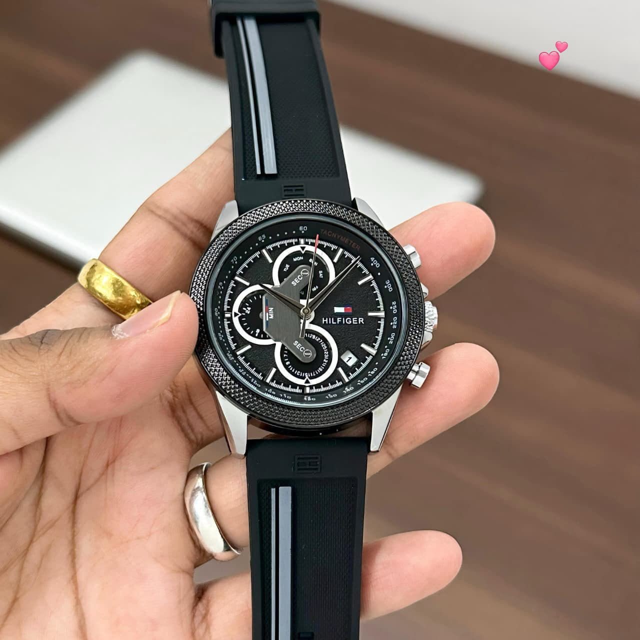 Blue Stainless Steel Silicone Strap Analog Watch
