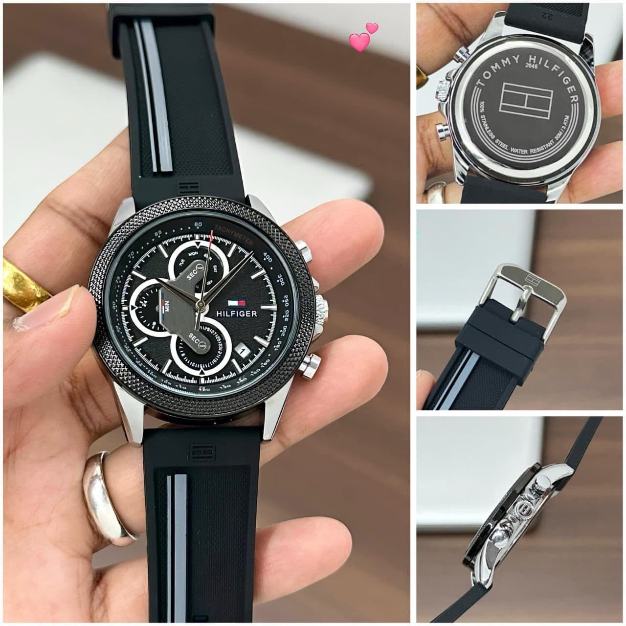 Blue Stainless Steel Silicone Strap Analog Watch